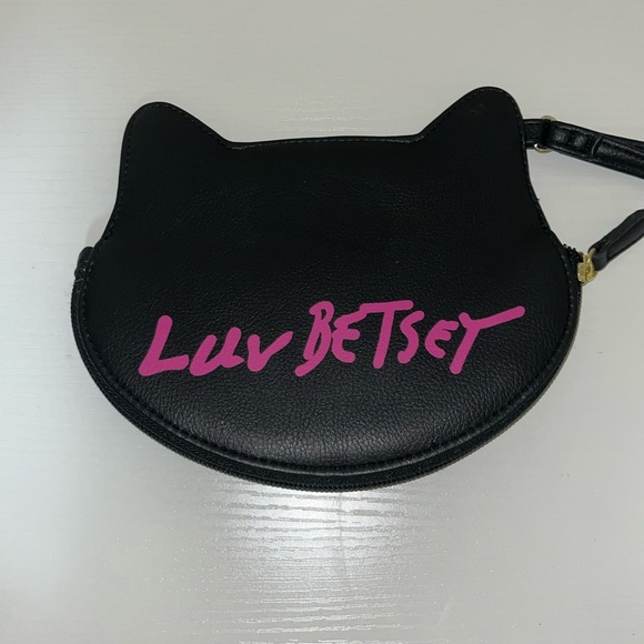 Luv Betsey Black Cat Wristlet holographic Accents by betsy Johnson - Picture 3 of 7